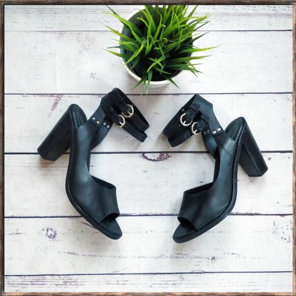 RAG & BONE Tulsa Black Peep Toe Strap Sandals 40 - Picture 1 of 8